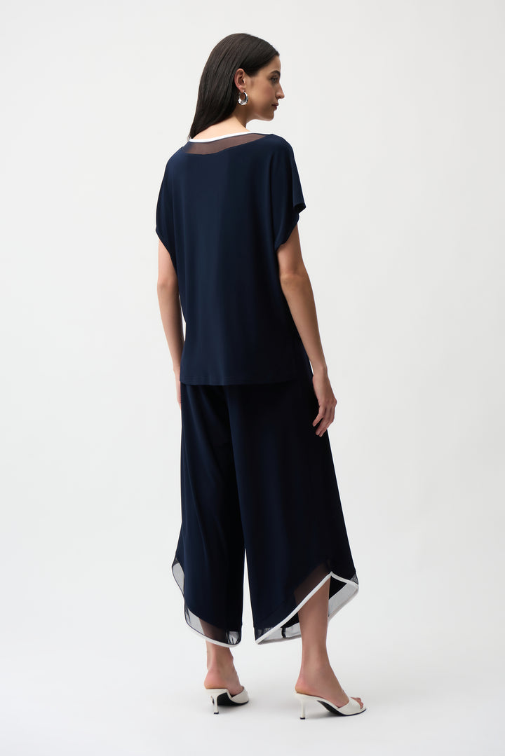 Silky Knit Color Block Wide Leg Culotte Jumpsuit 261012