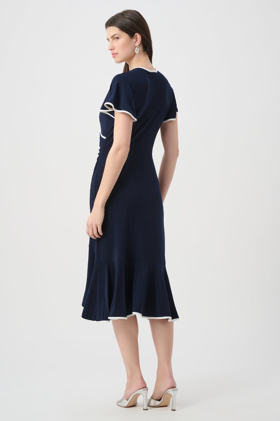 Silky Knit Wrap Dress With Contrast Trim 261013