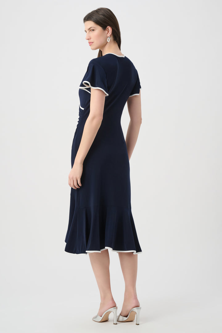 Silky Knit Wrap Dress With Contrast Trim 261013