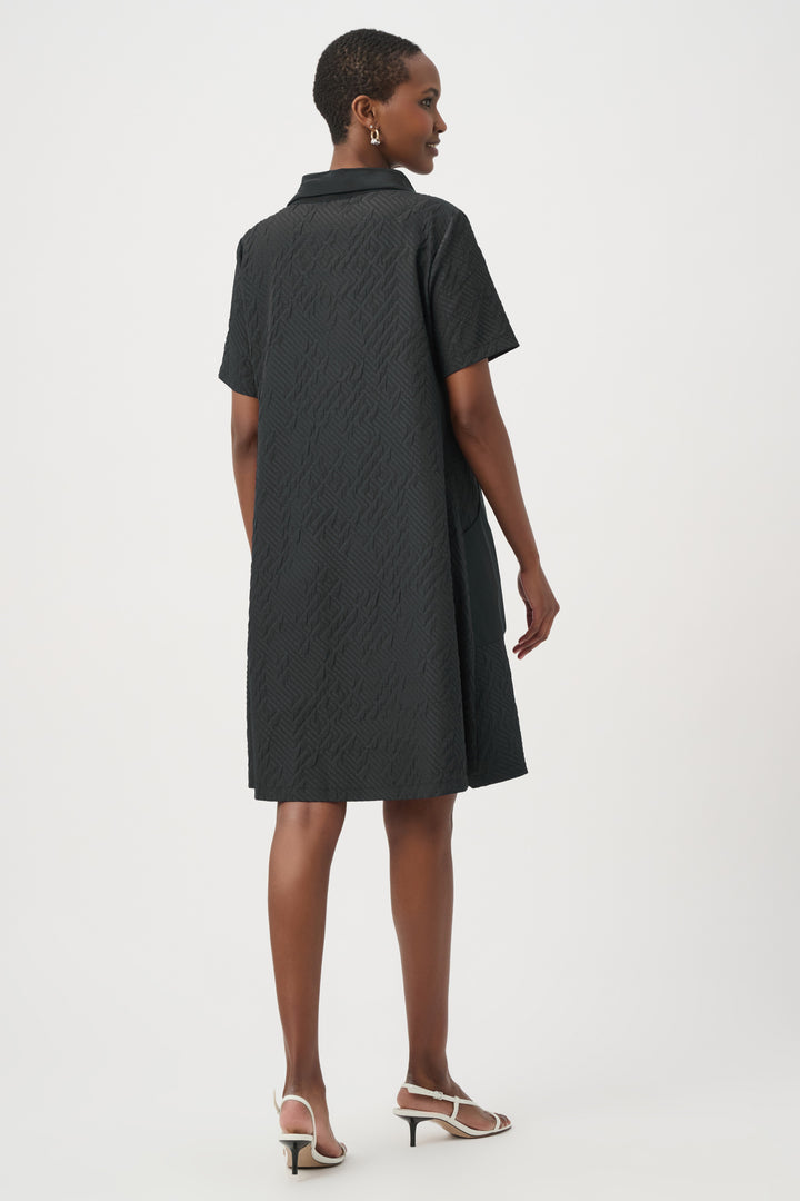 Geometric Textured Jacquard A-Line Dress 261027