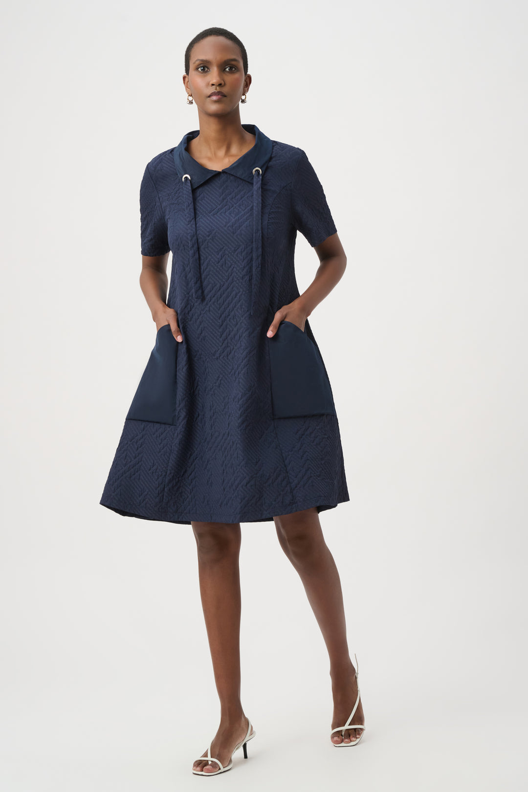 Geometric Textured Jacquard A-Line Dress 261027