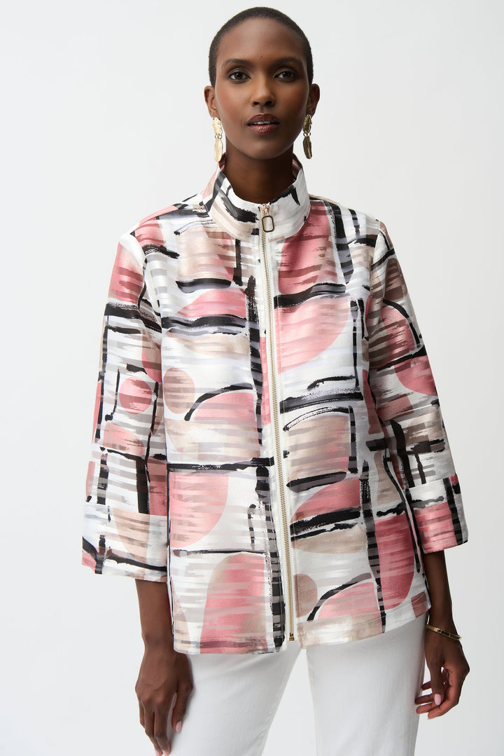 Organza Jacquard Abstract Print Boxy Jacket 261052
