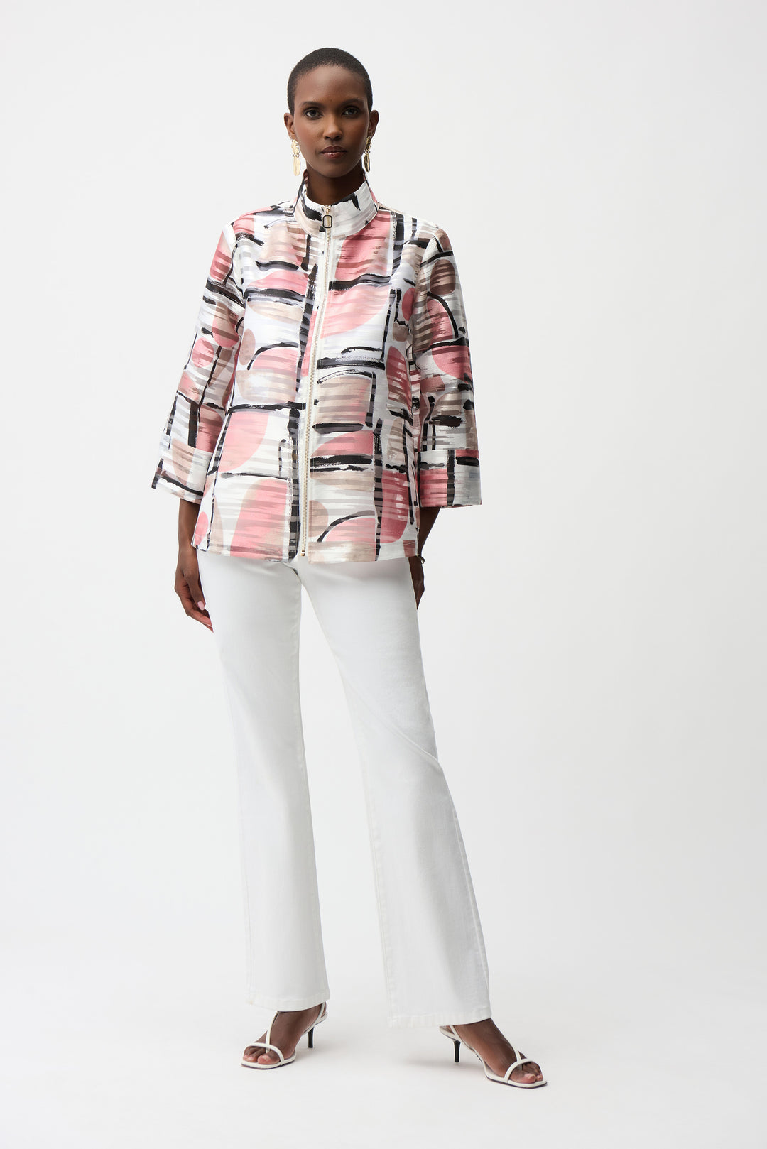 Organza Jacquard Abstract Print Boxy Jacket 261052