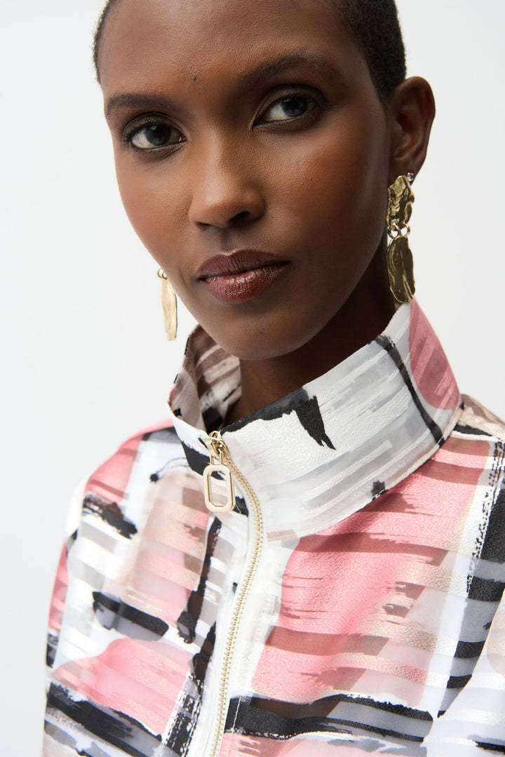 Organza Jacquard Abstract Print Boxy Jacket 261052