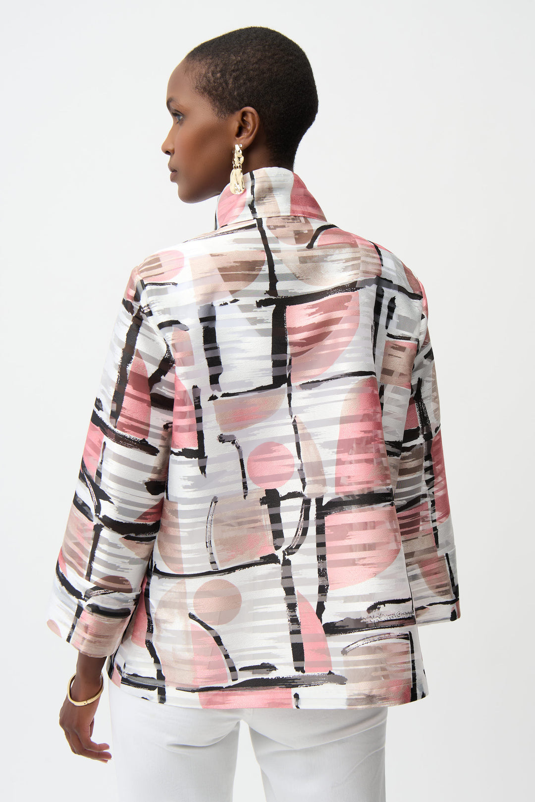 Organza Jacquard Abstract Print Boxy Jacket 261052