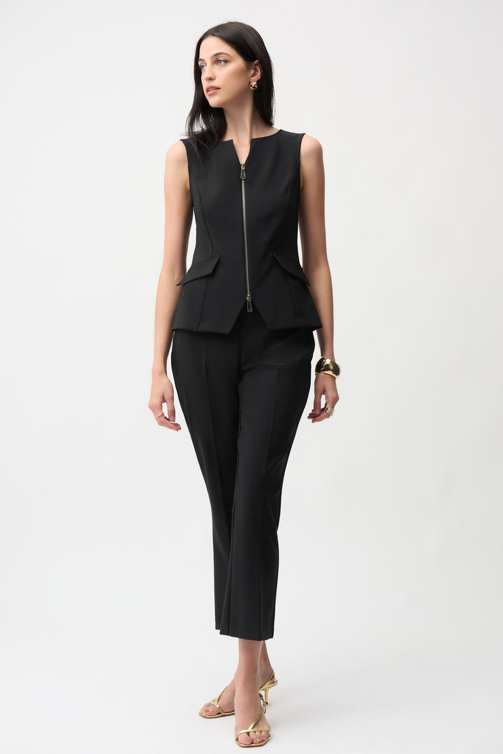 Lux Twill Fitted Vest With Front Zipper 261054