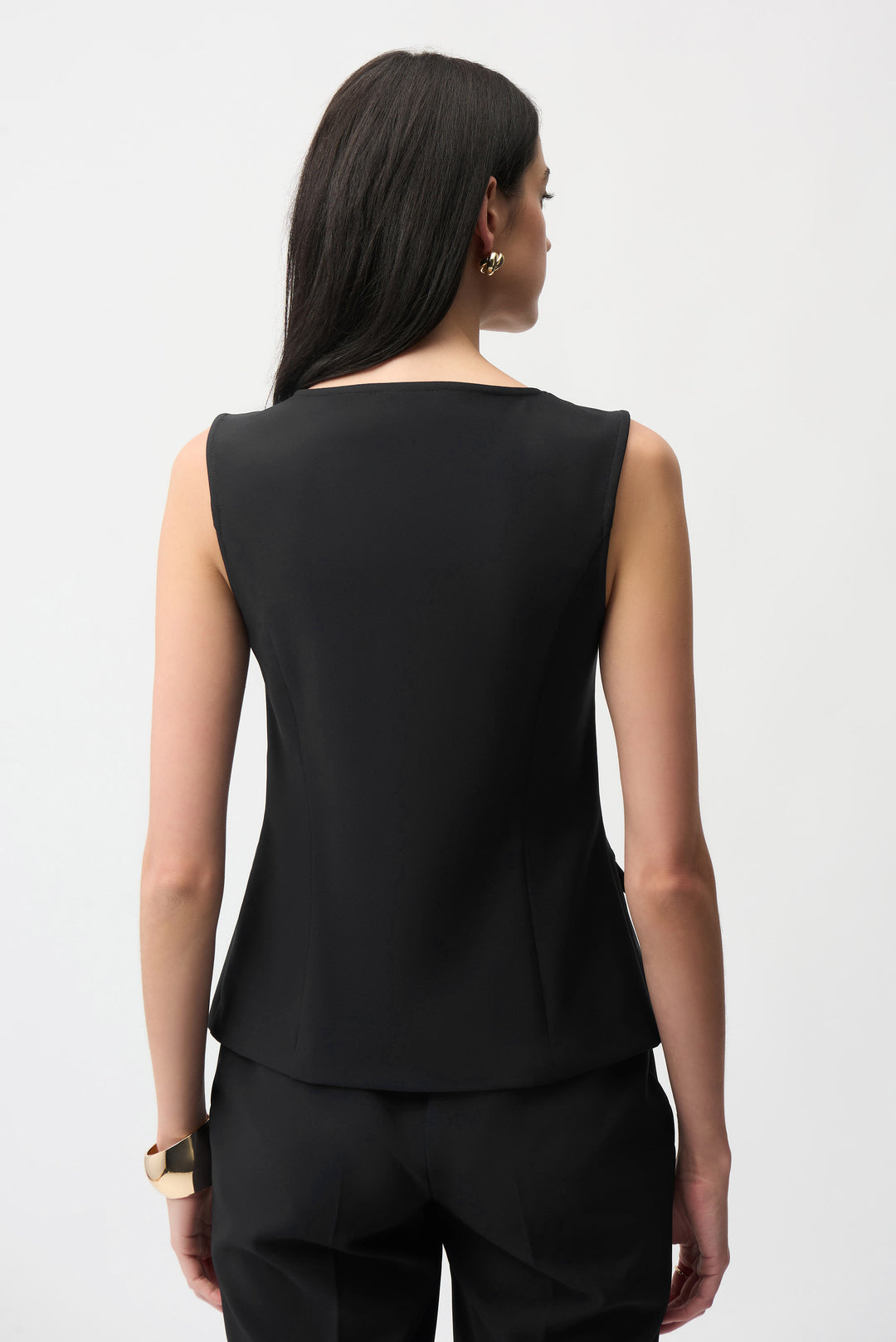 Lux Twill Fitted Vest With Front Zipper 261054