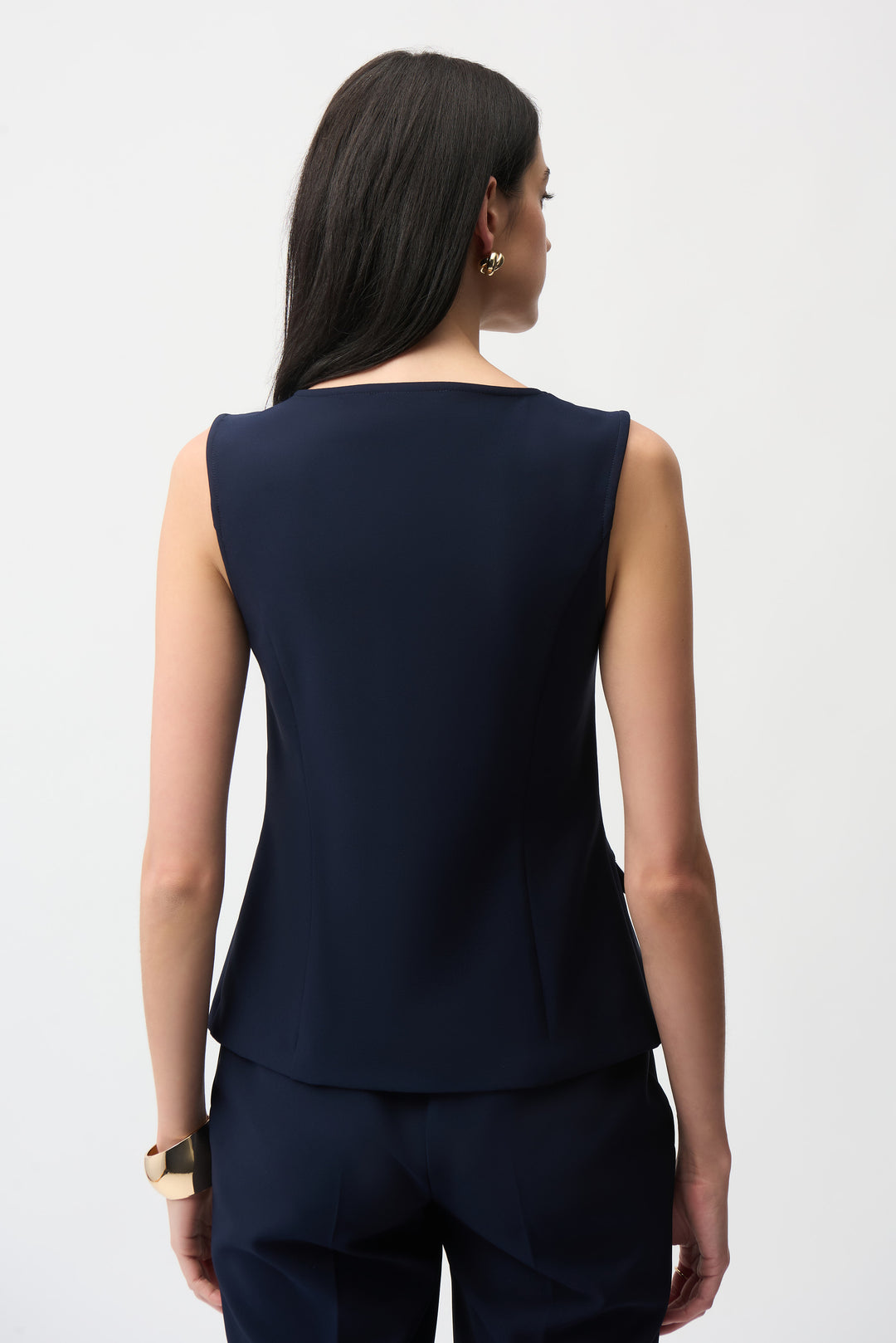 Lux Twill Fitted Vest With Front Zipper 261054