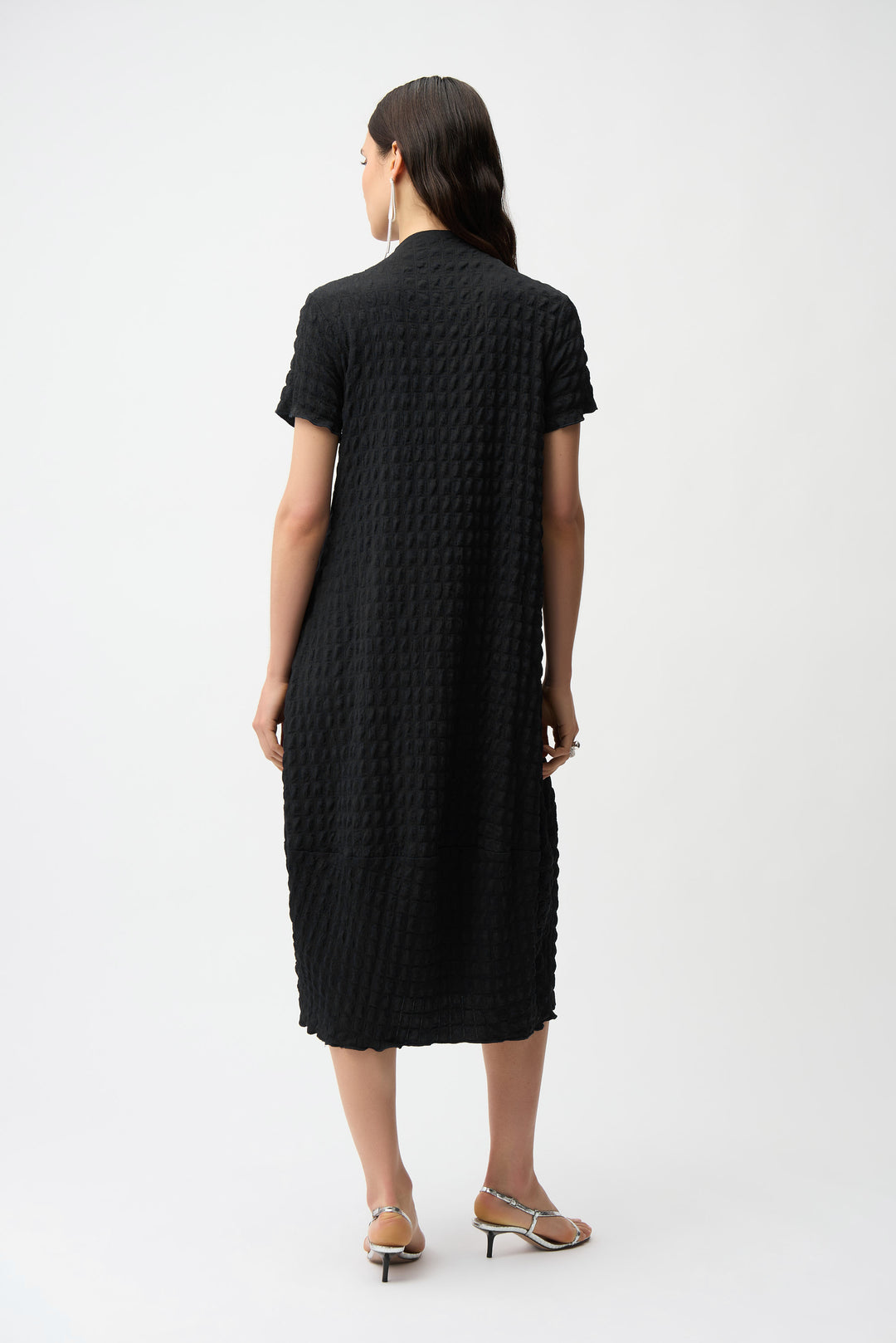 Textured Knit Cocoon Dress With Front Zipper 261064
