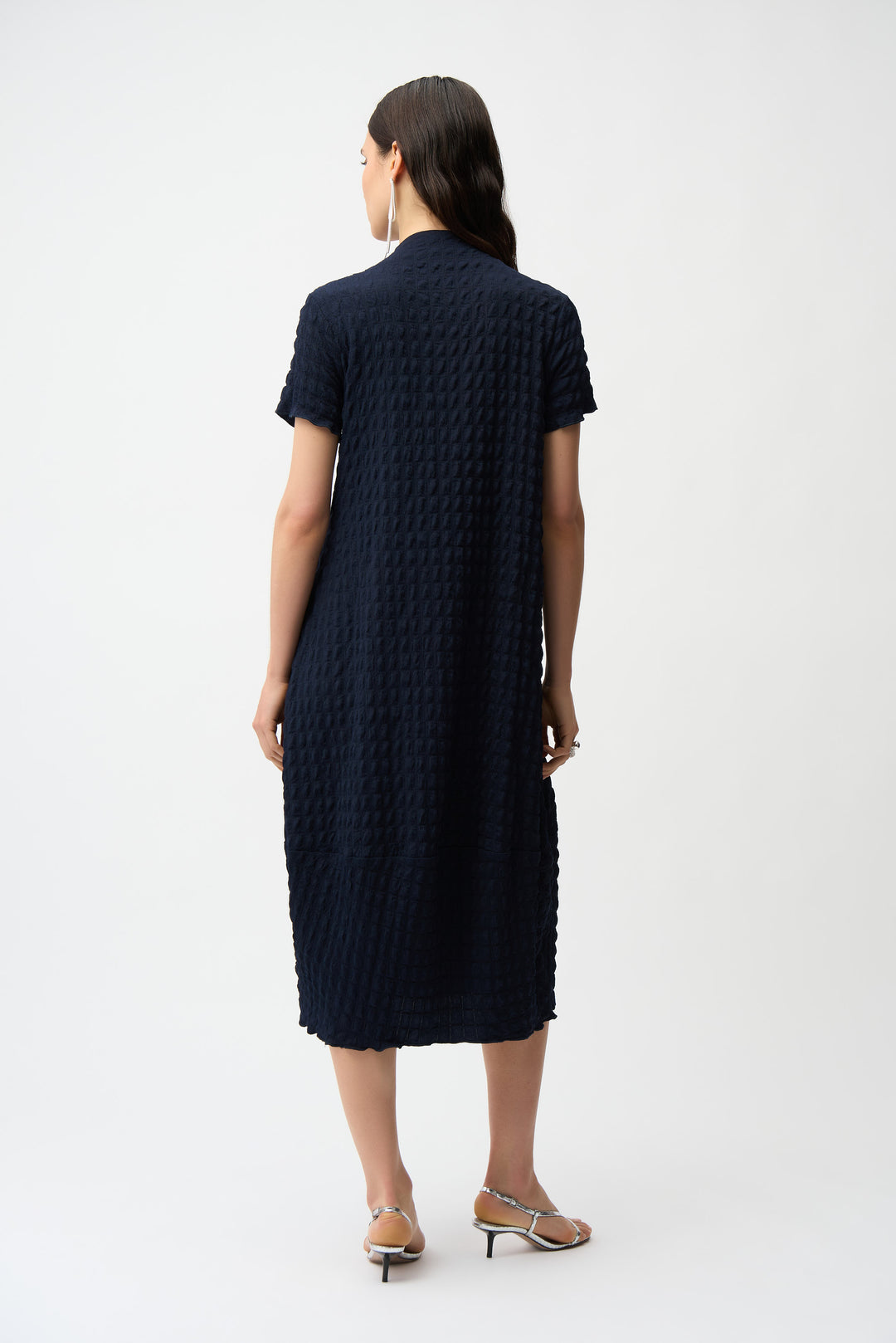 Textured Knit Cocoon Dress With Front Zipper 261064