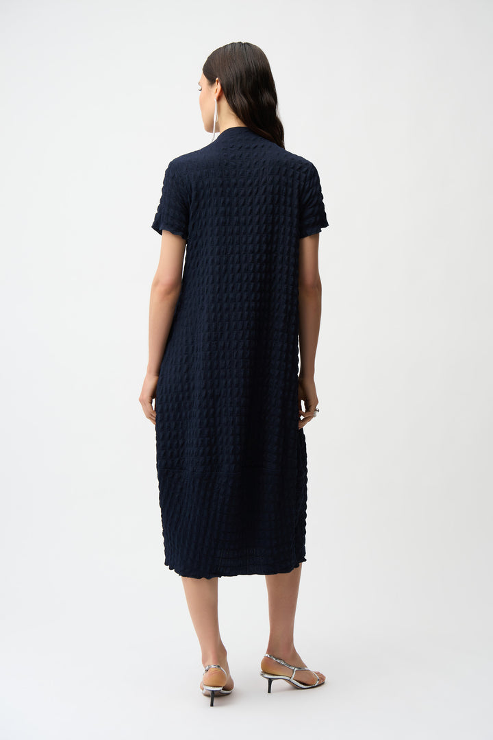 Textured Knit Cocoon Dress With Front Zipper 261064