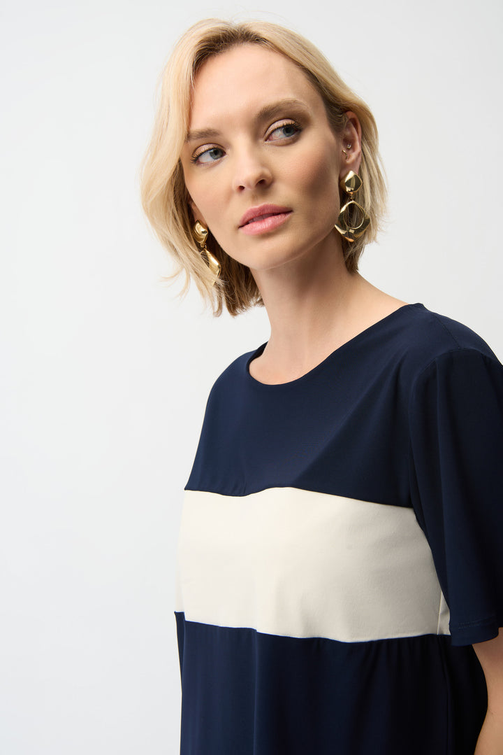 Silky Knit & Stretch Poplin Color Block Boxy Top 261080