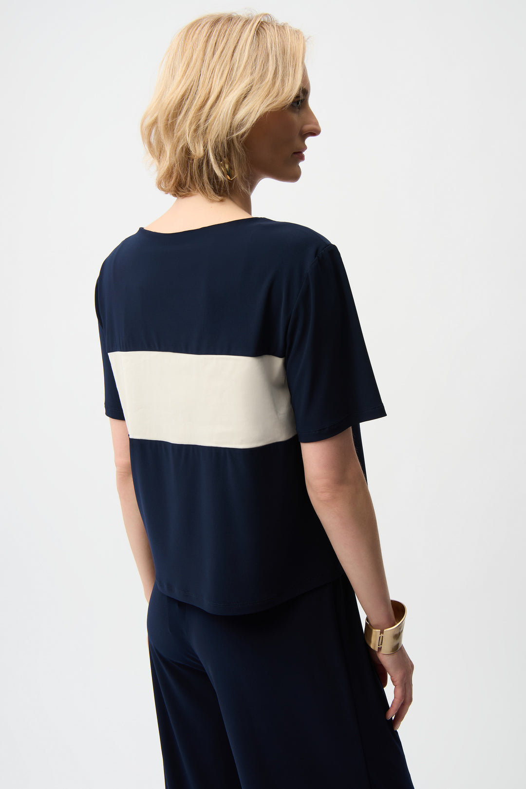 Silky Knit & Stretch Poplin Color Block Boxy Top 261080