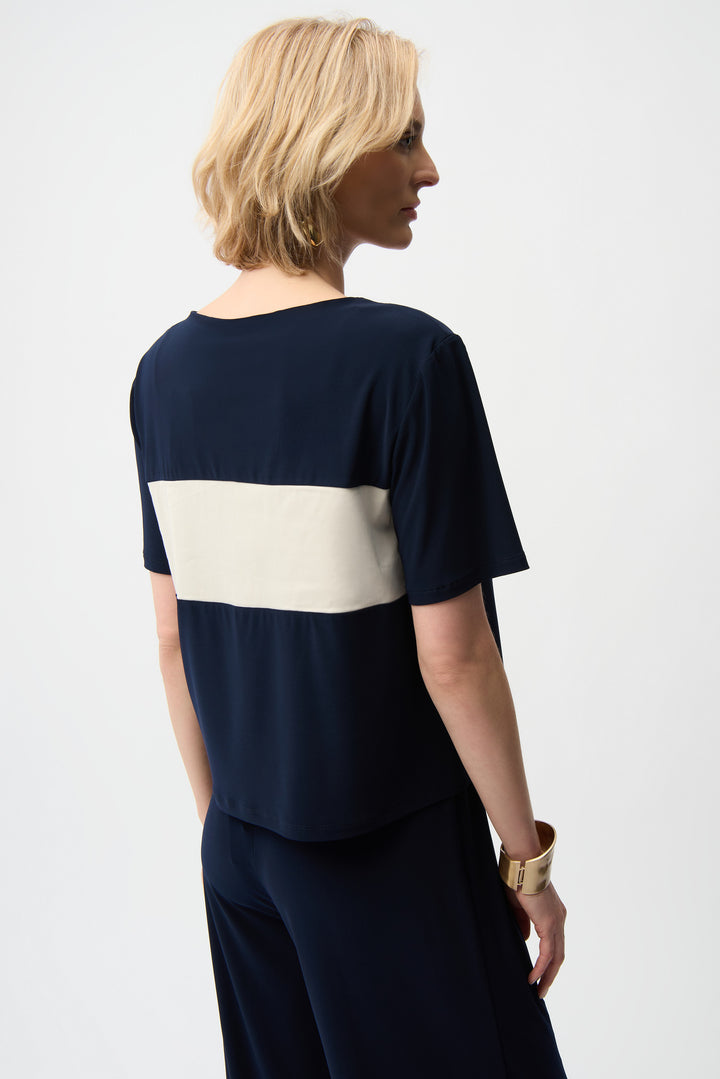 Silky Knit & Stretch Poplin Color Block Boxy Top 261080