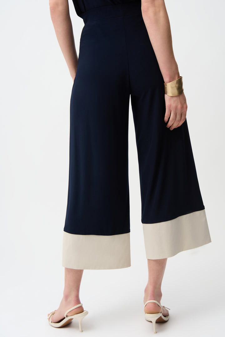 Silky Knit & Stretch Poplin Color Block Pull-On Culotte Pants 261081