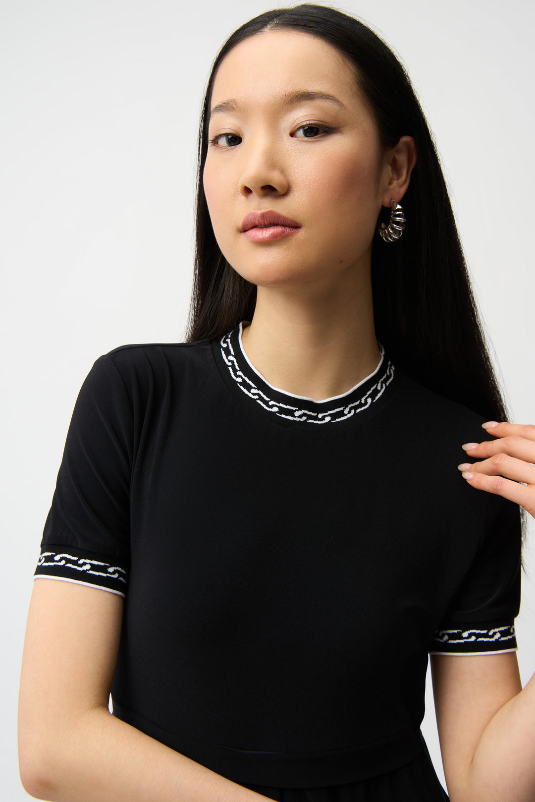 Silky Knit Fit and Flare Dress With Button Front Skirt 261093