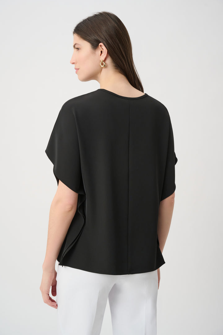 Woven Twill Poncho Top With Front Keyhole 261117