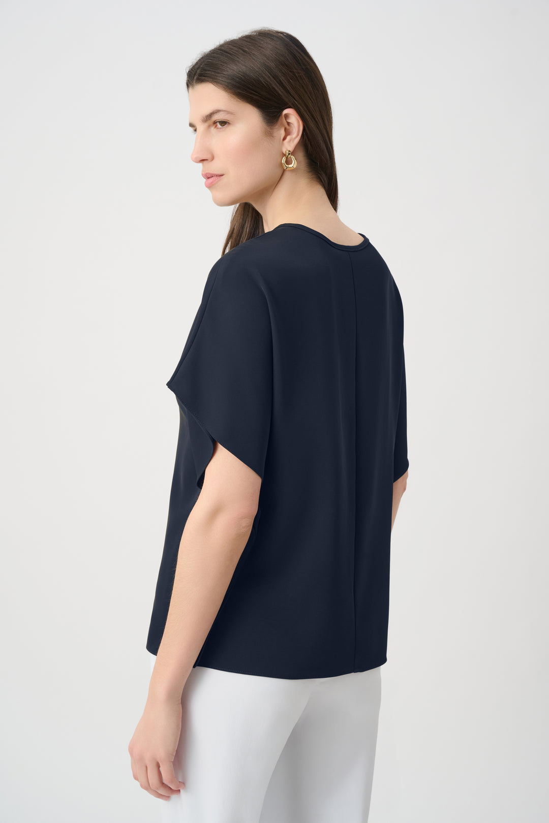 Woven Twill Poncho Top With Front Keyhole 261117