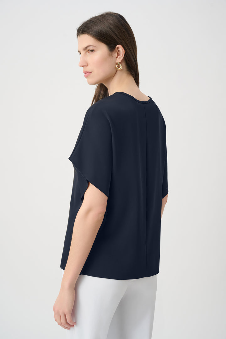 Woven Twill Poncho Top With Front Keyhole 261117