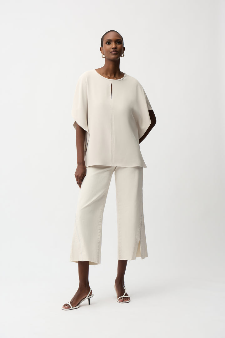 Woven Twill Poncho Top With Front Keyhole 261117