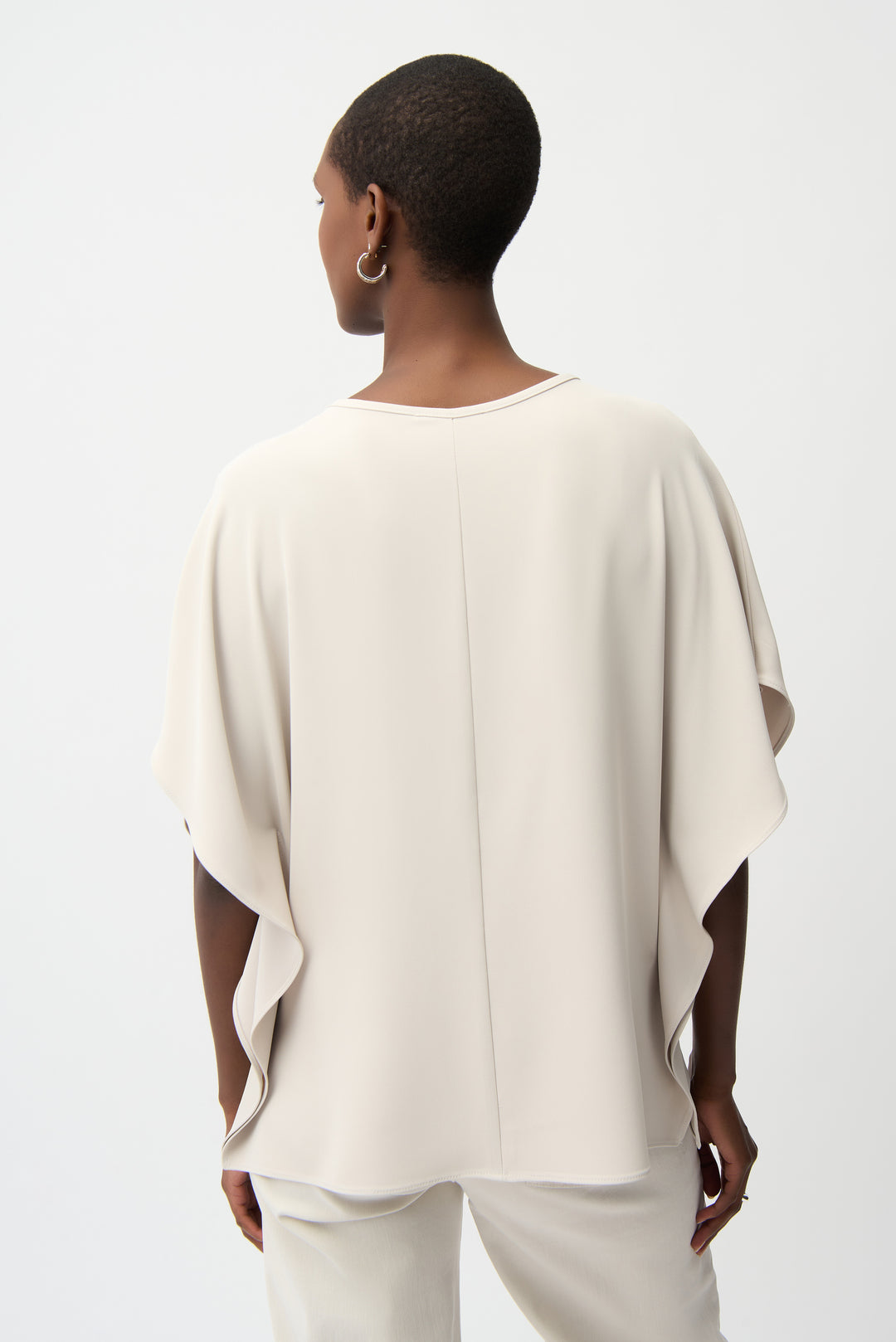 Woven Twill Poncho Top With Front Keyhole 261117