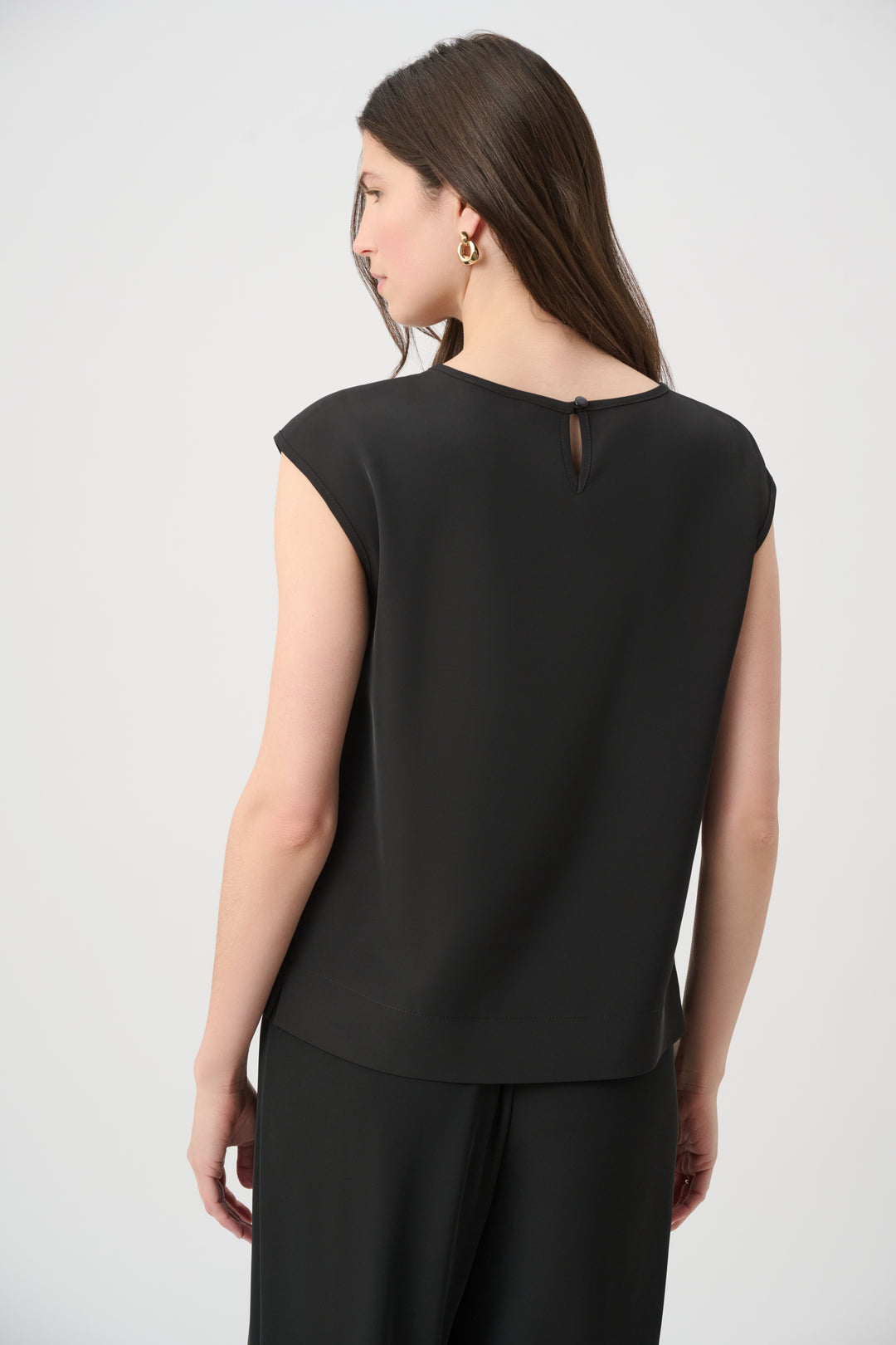 Woven Twill Boxy Top With Side Slits 261122