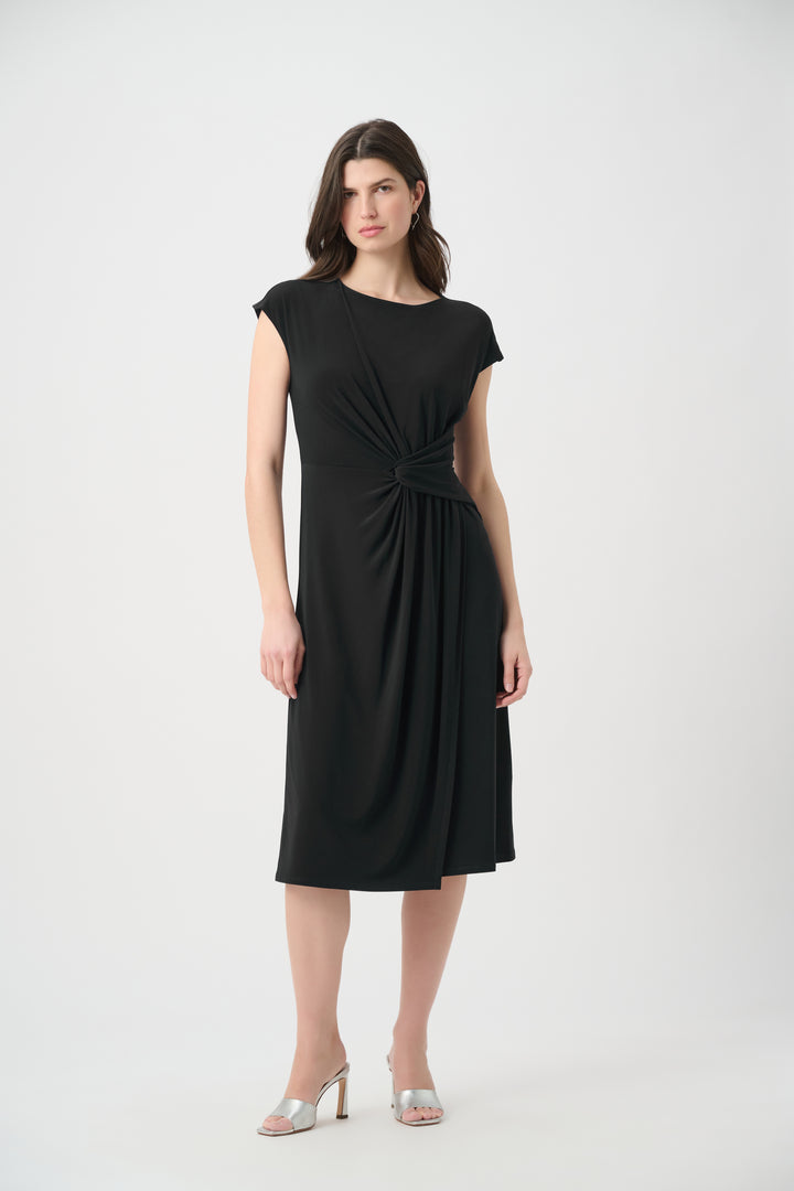 Silky Knit A Line Dress With Wrap Skirt 261146
