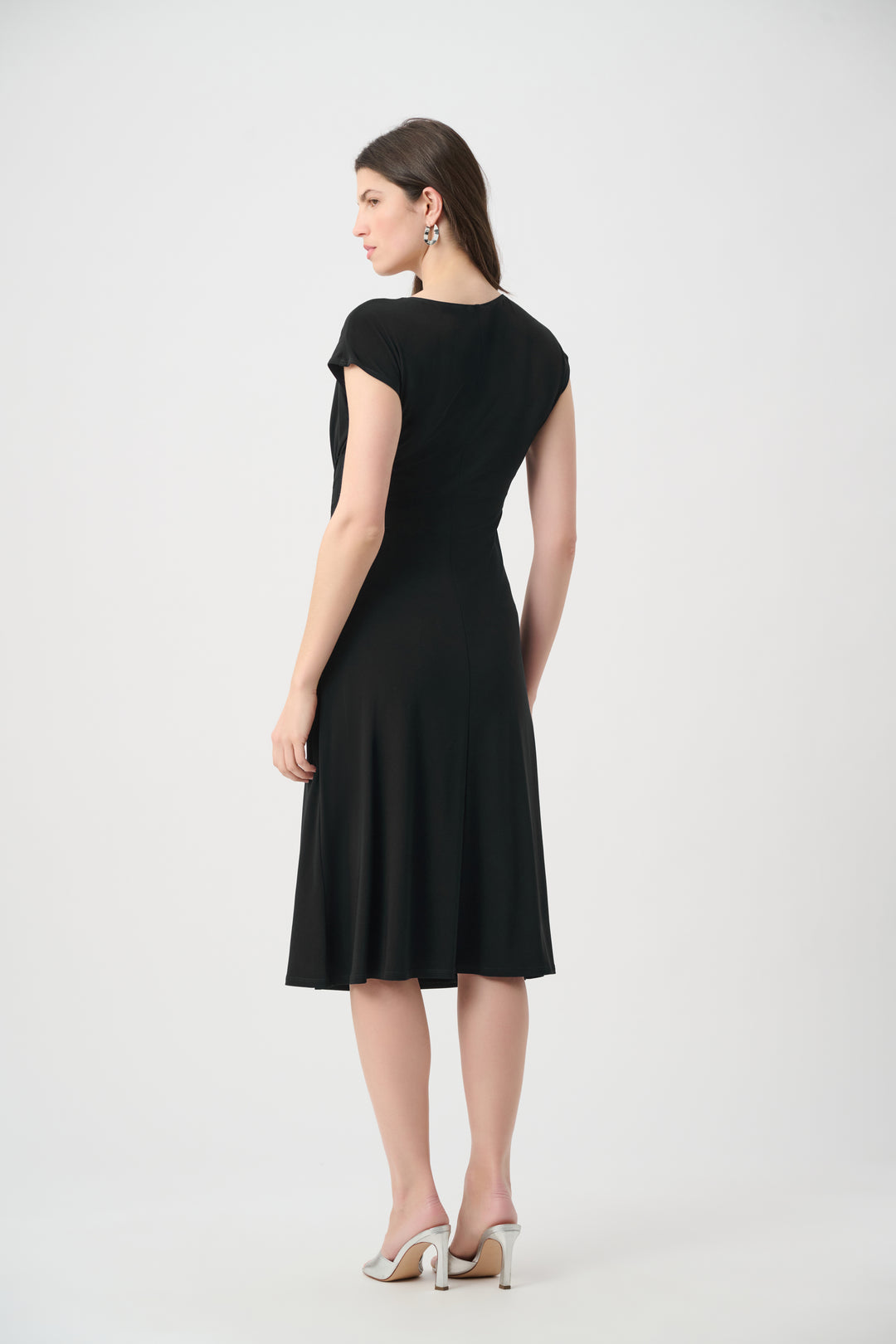 Silky Knit A Line Dress With Wrap Skirt 261146