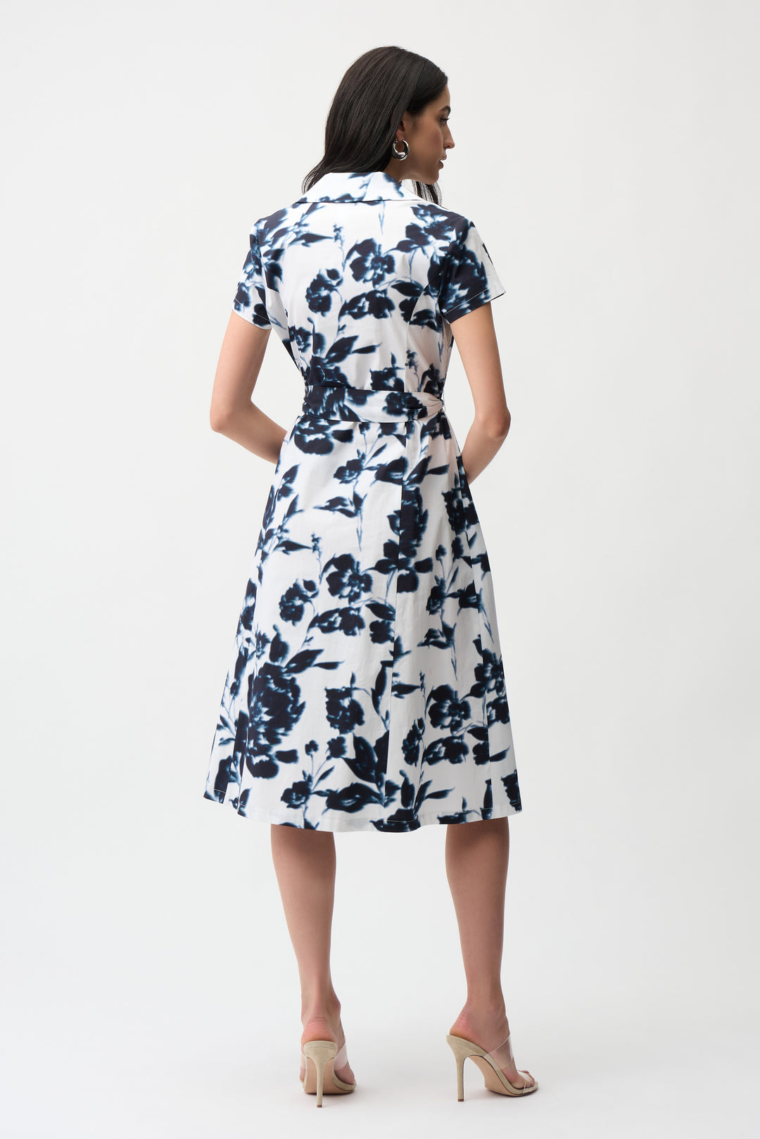 Stretch Cotton Floral Print Fit And Flare Shirt Dress 261147