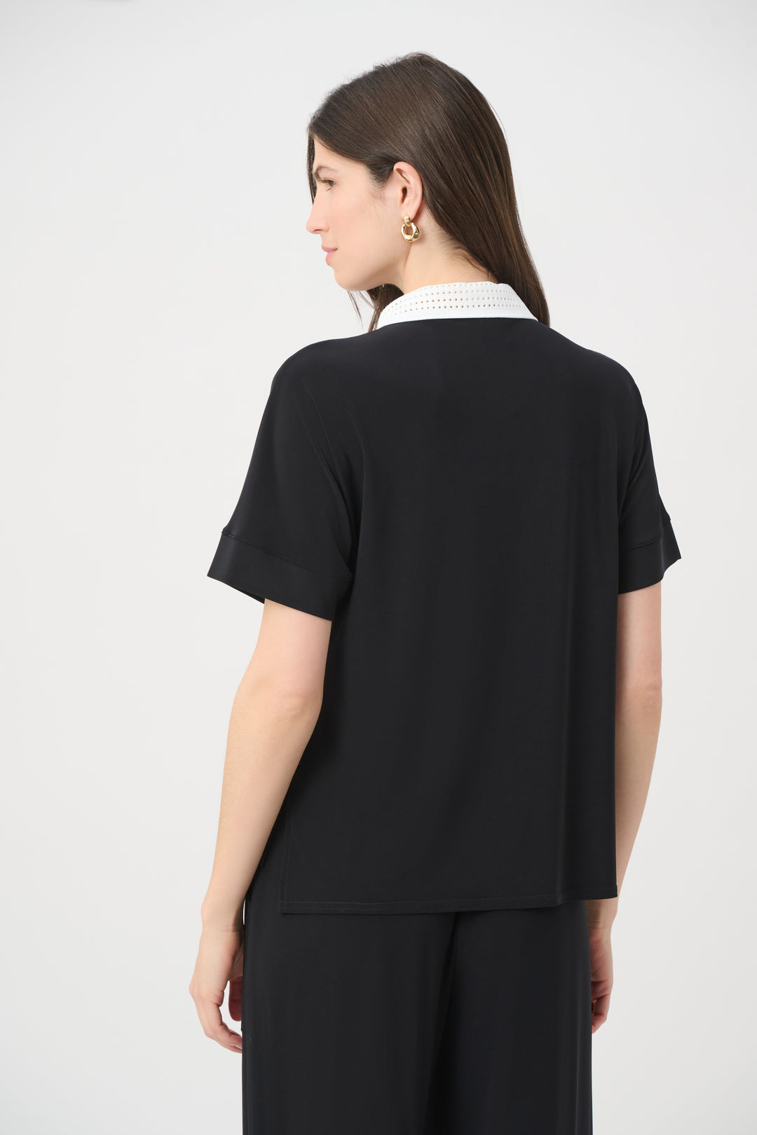 Silky Knit Boxy Top With Polo Collar 261164