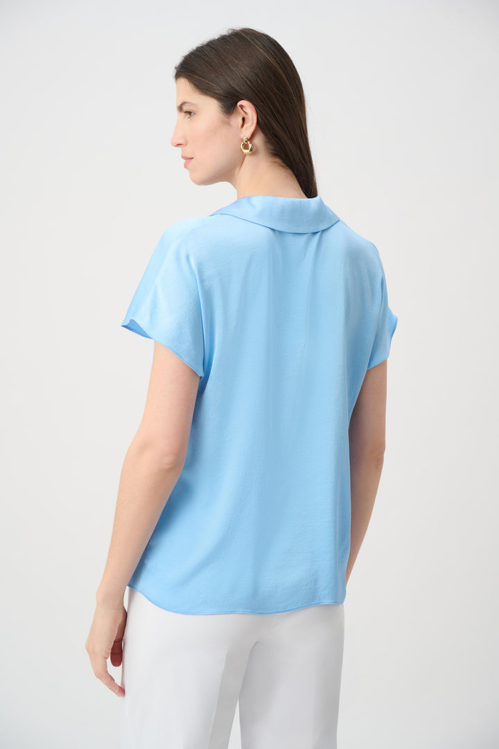Recycled Satin Boxy Top With Shirt Collar 261191
