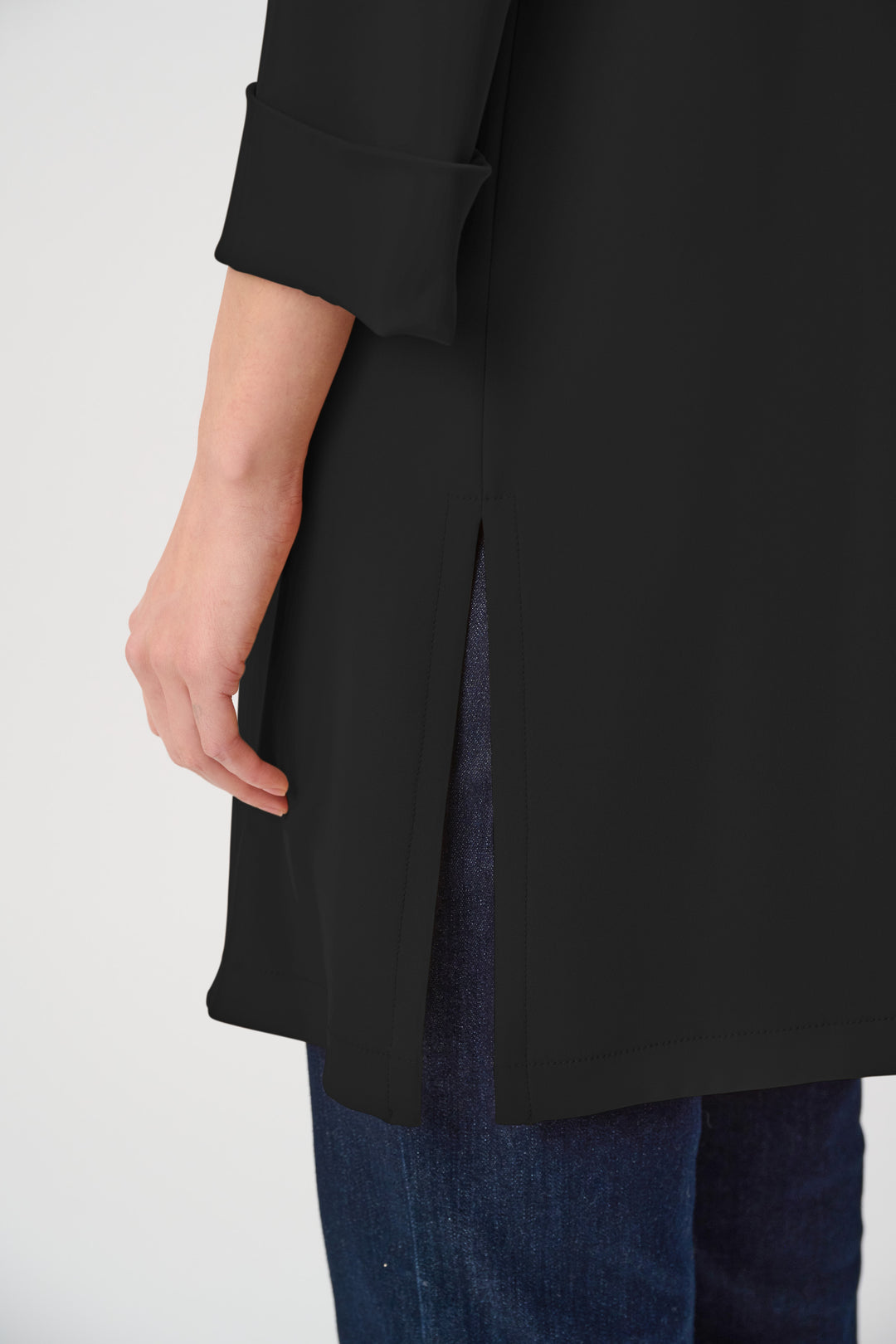 Woven Twill Longline Blazer With Notched Collar Style 261216F26