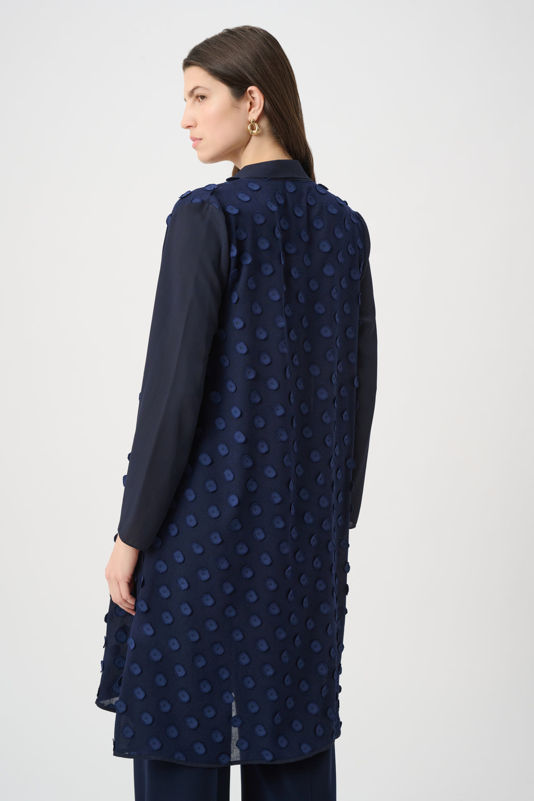 3D Dot Jacquard Cover-Up With Georgette Sleeves 261217