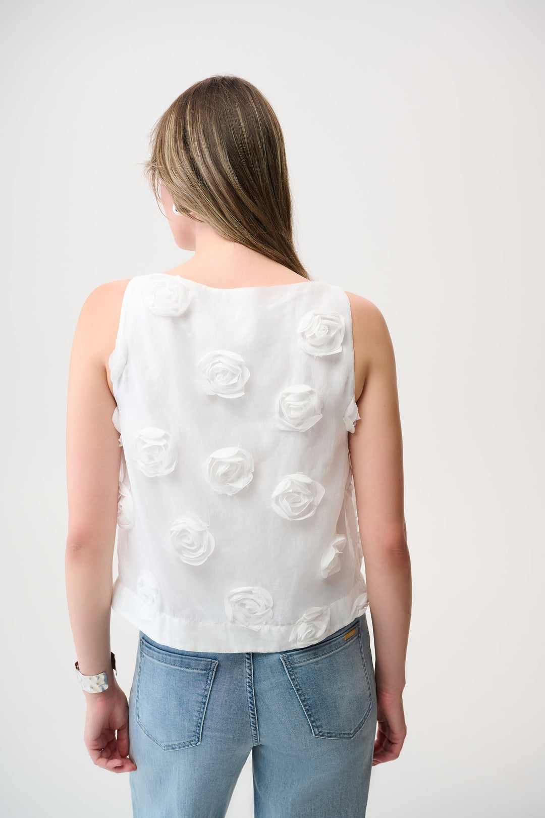 Novelty Sleeveless Top With 3D Floral Embroidery 261220