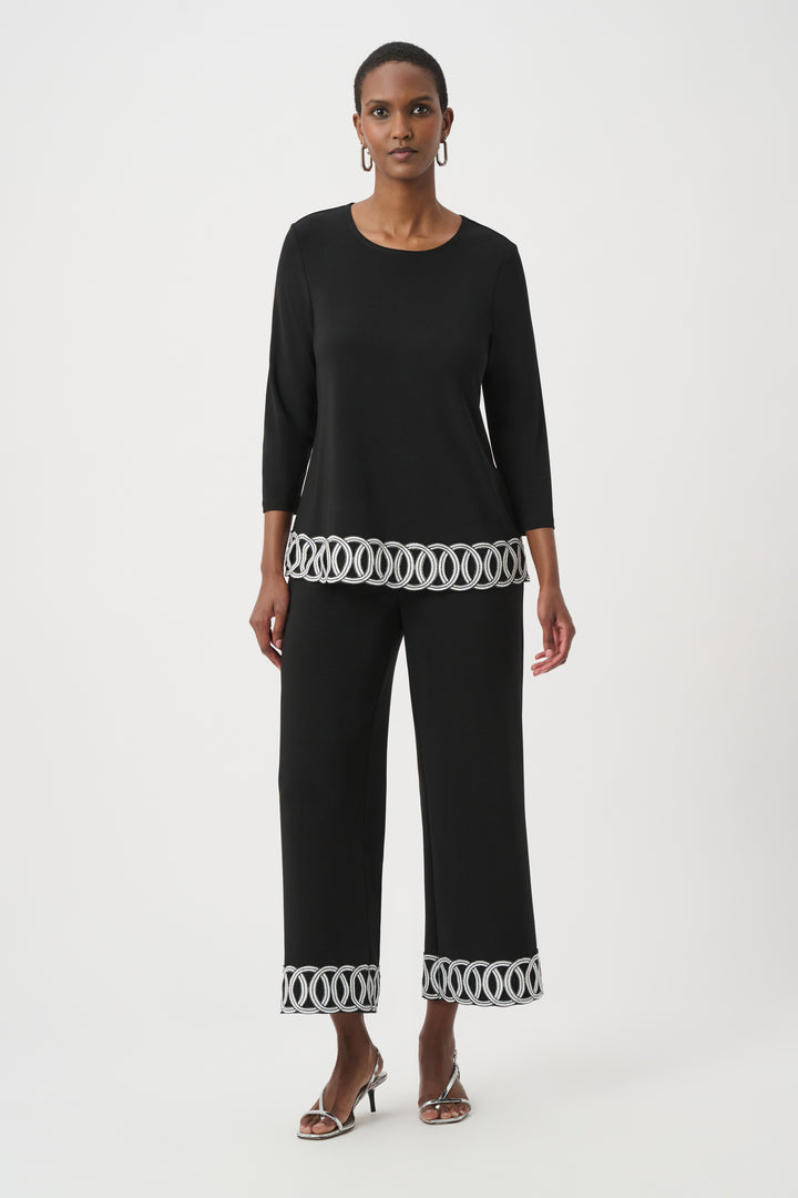 Silky Knit Pull-On Culotte Pants With Guipure Detail 261246