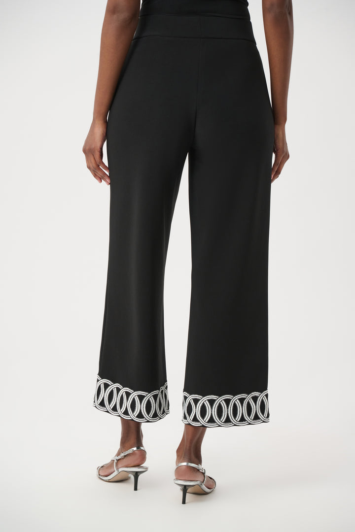 Silky Knit Pull-On Culotte Pants With Guipure Detail 261246