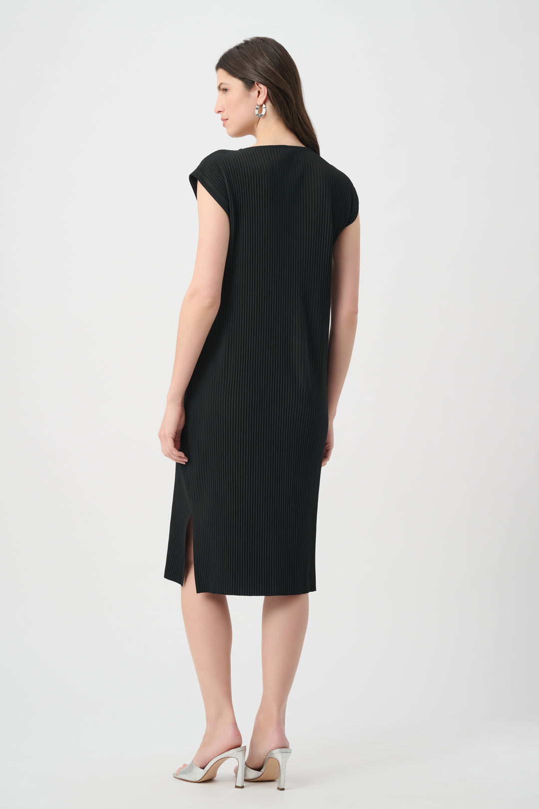 Pleated Scuba Crepe Straight Dress With Pockets 261252