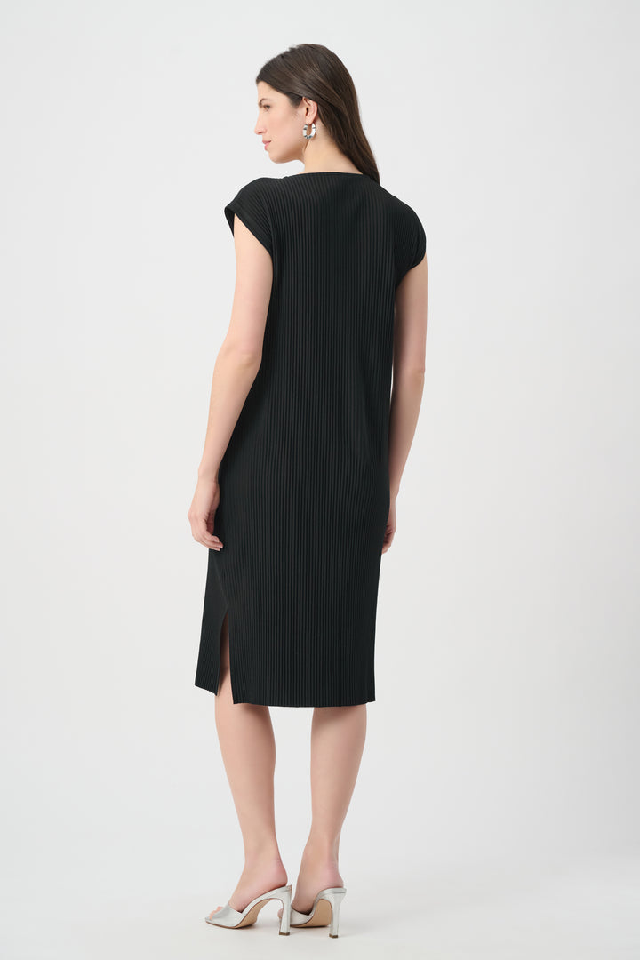 Pleated Scuba Crepe Straight Dress With Pockets 261252