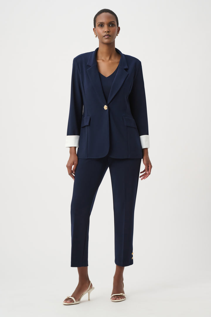 Silky Knit Crop Pull-On Pants With Gold Buttons 261254