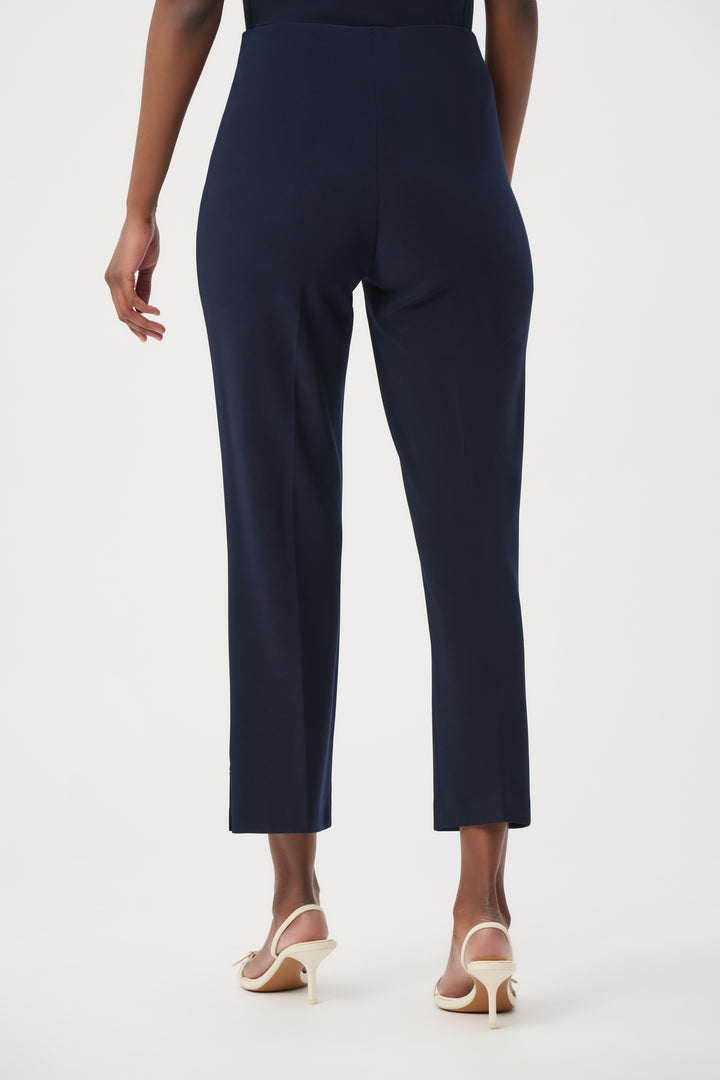 Silky Knit Crop Pull-On Pants With Gold Buttons 261254