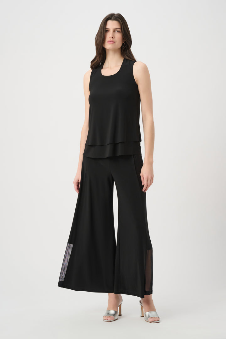 Silky Knit Wide Leg Pull-On Pants With Mesh Inserts 261277