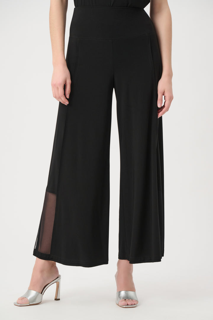 Silky Knit Wide Leg Pull-On Pants With Mesh Inserts 261277