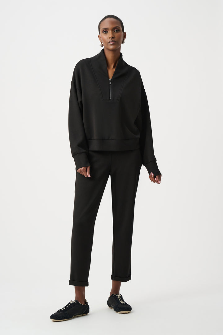 Scuba Jersey Boxy Sweatshirt With High Collar and Front Zipper 261610