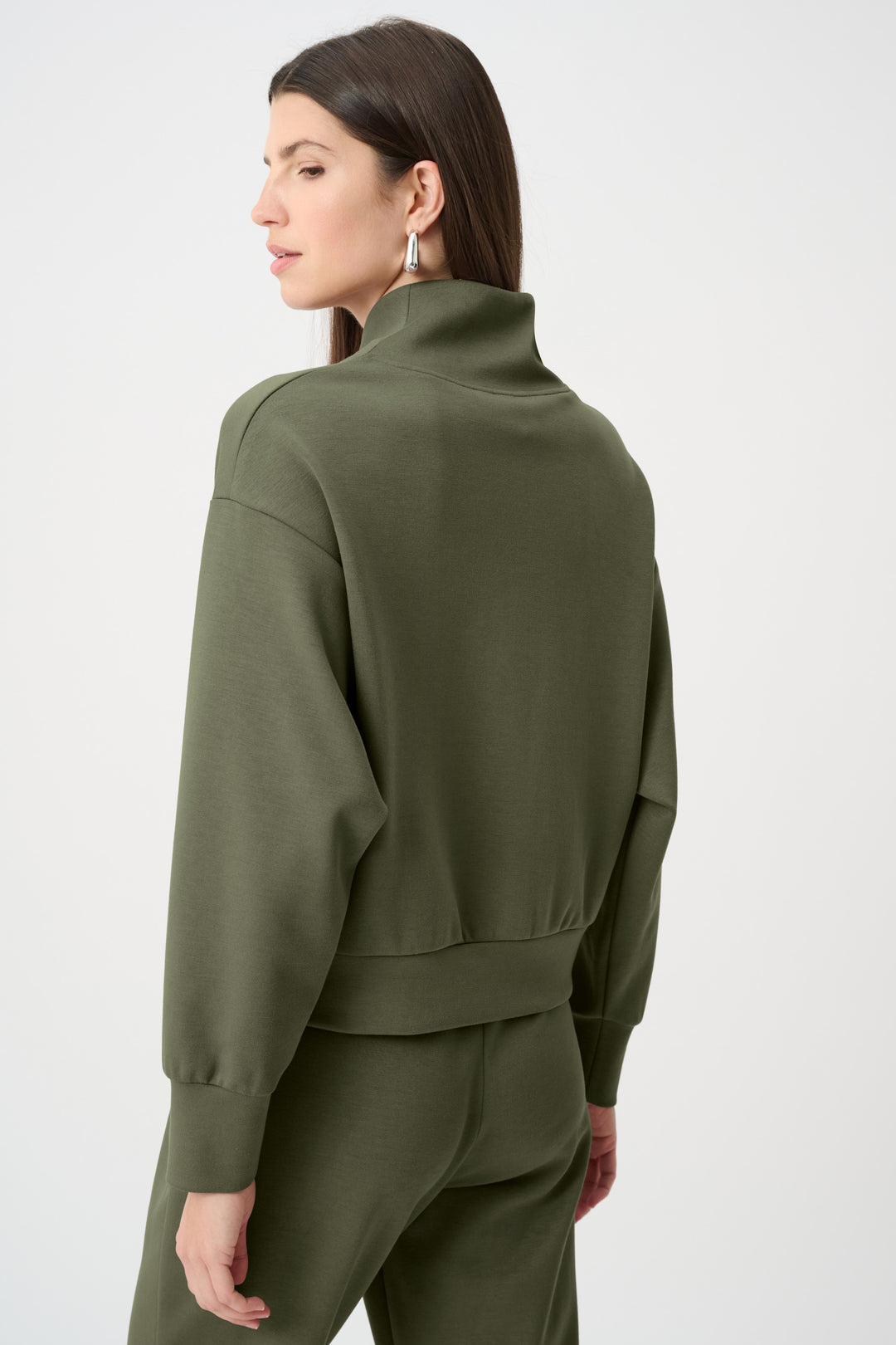 Scuba Jersey Boxy Sweatshirt With High Collar and Front Zipper Style 261610F26