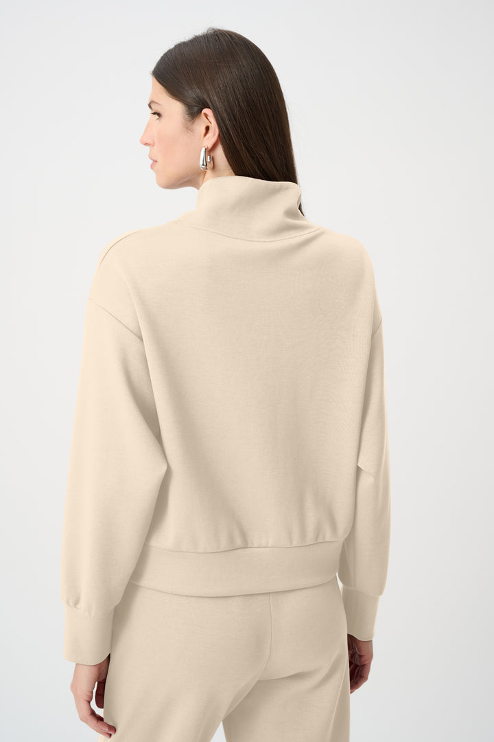 Scuba Jersey Boxy Sweatshirt With High Collar and Front Zipper Style 261610F26