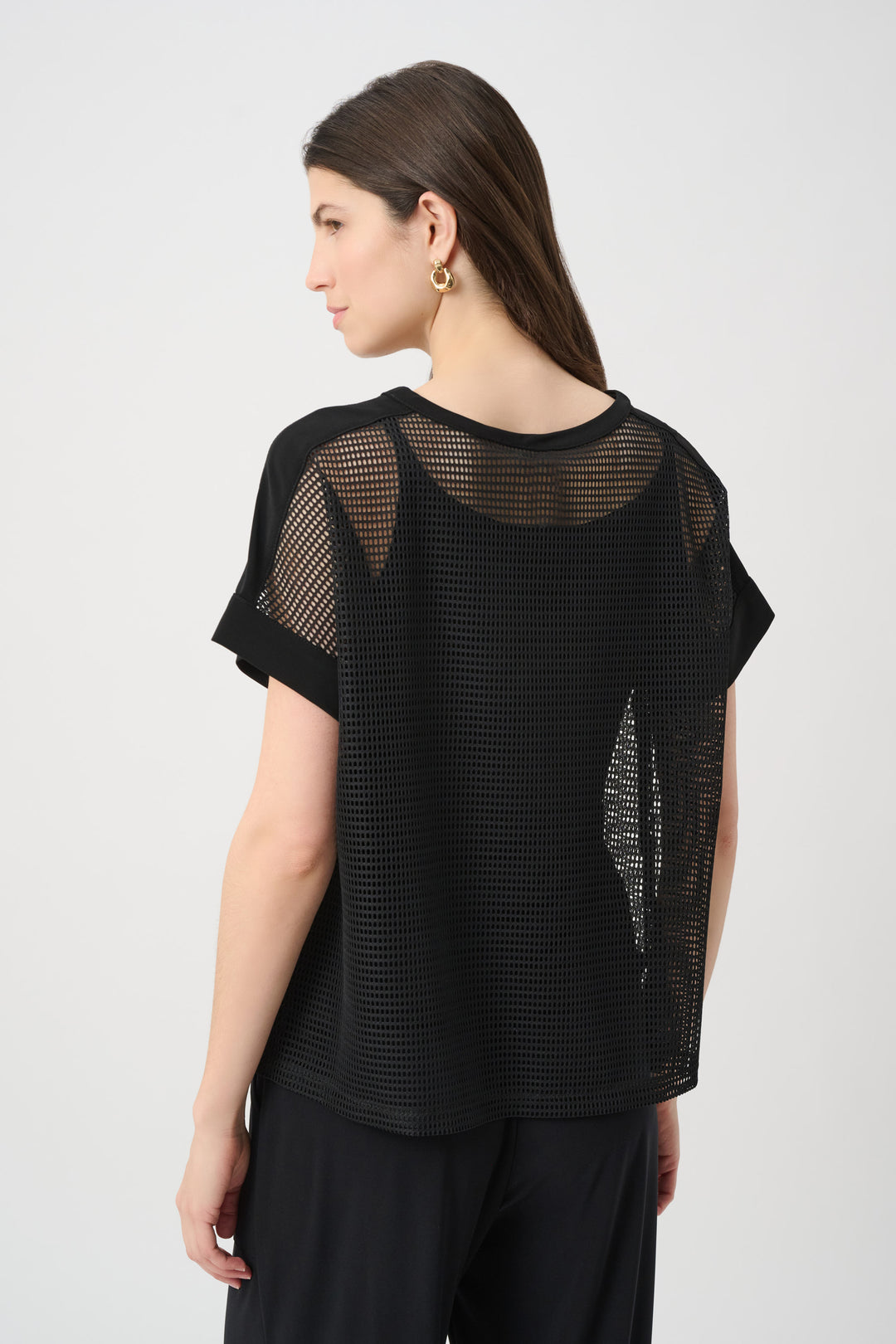 Silky Knit and Mesh Straight Top 261642