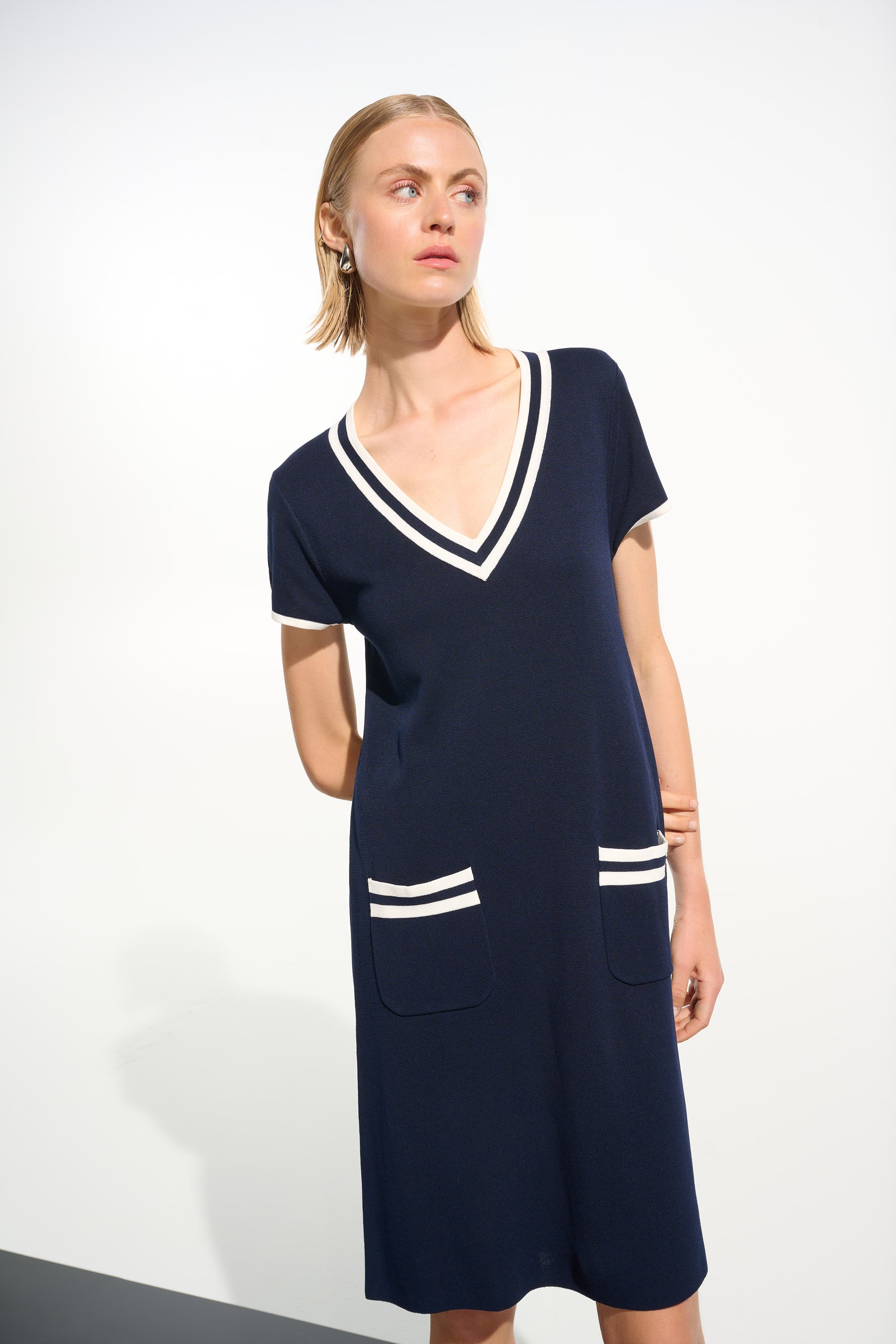 Joseph Ribkoff Viscose Knit A-Line Dress With Rib Trim 261648 – TYH ...