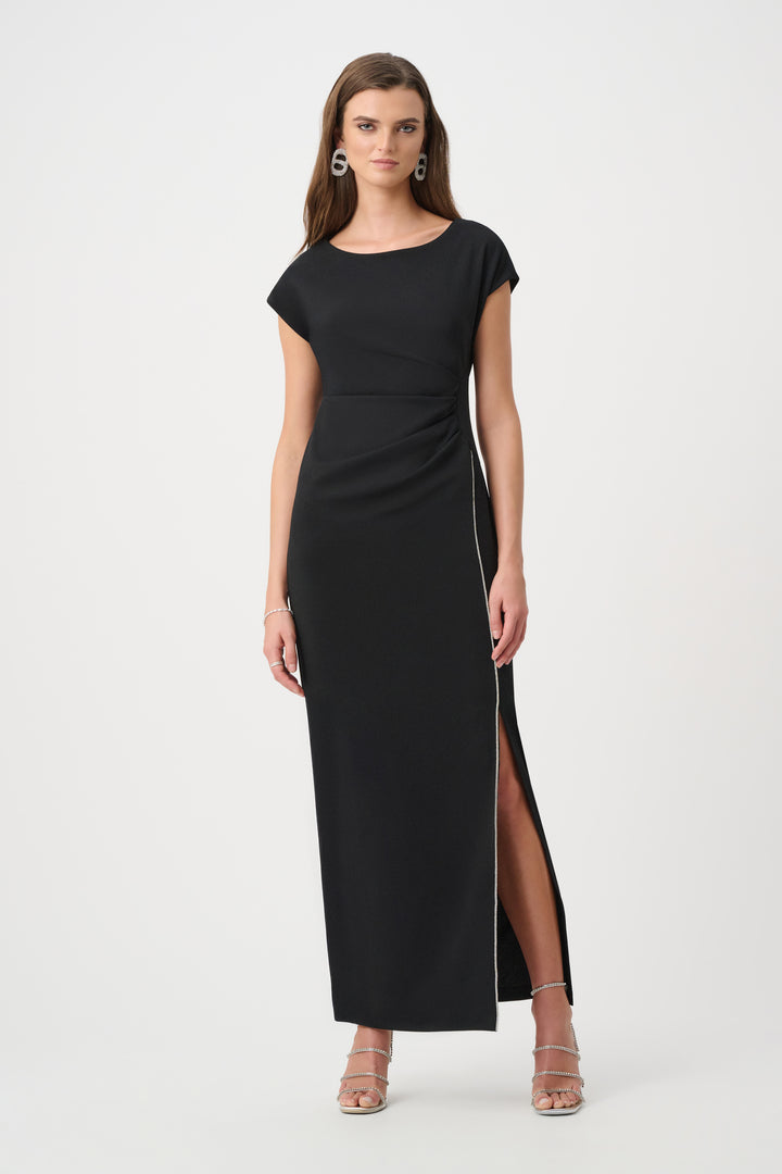 Scuba Crepe Sheath Gown With Rhinestones Piping Style 261713F26