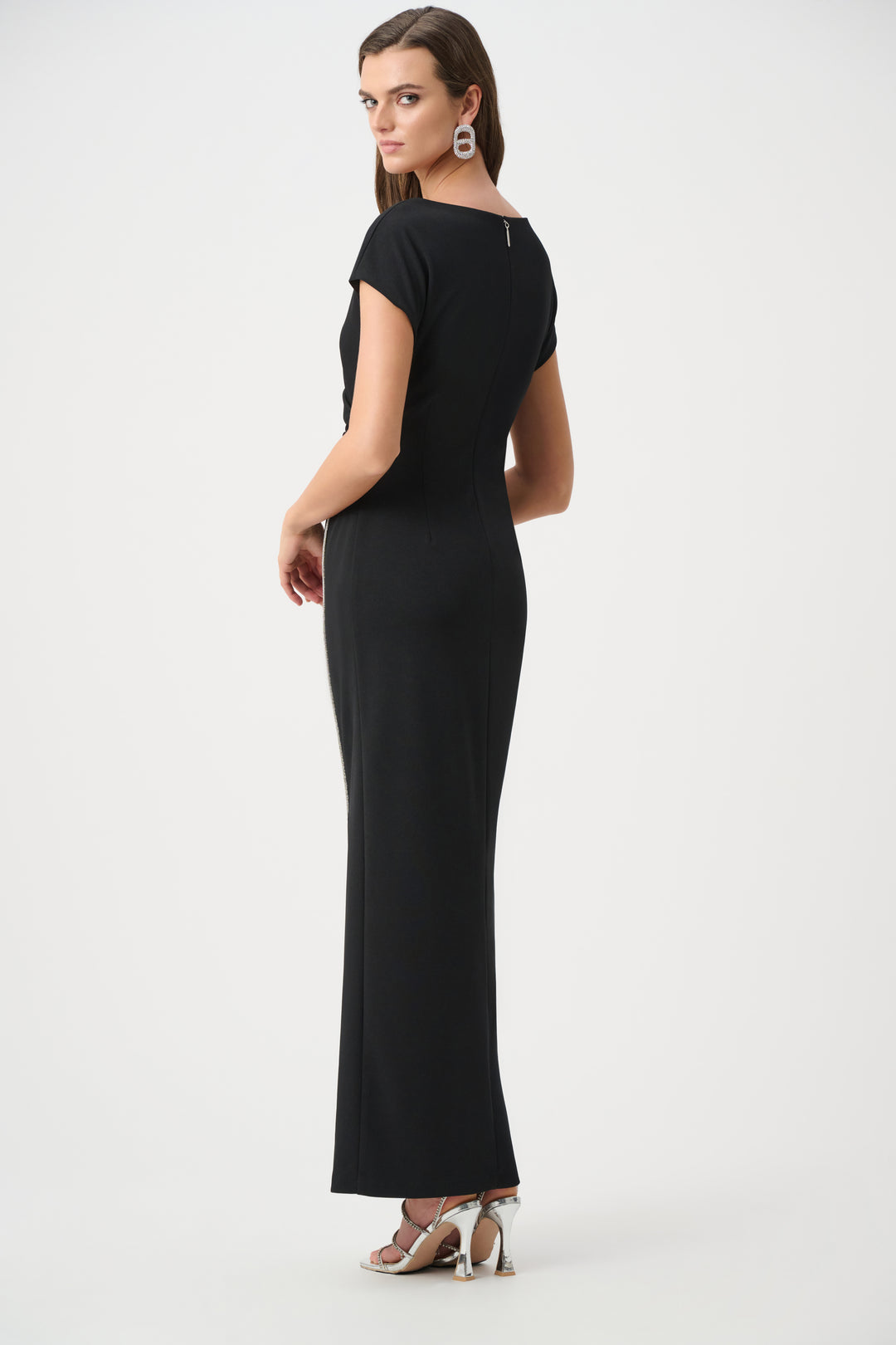 Scuba Crepe Sheath Gown With Rhinestones Piping Style 261713F26