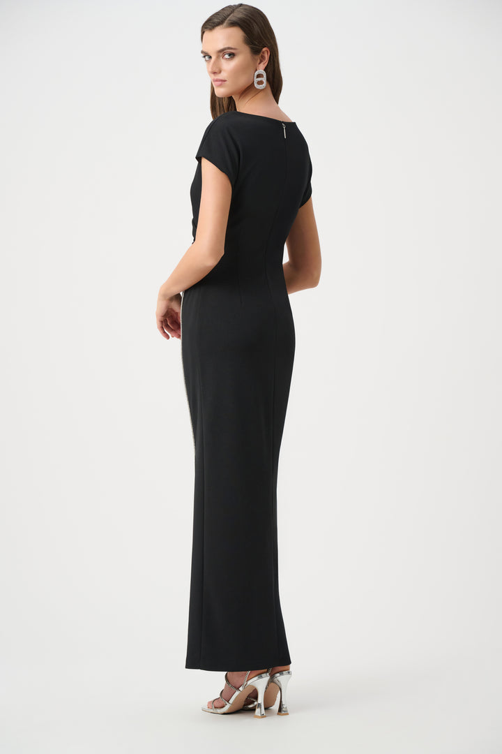 Scuba Crepe Sheath Gown With Rhinestones Piping Style 261713F26